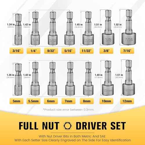 14Pcs Power Nut Driver Drill Bit Set, 1/4¡± Hex Socket Adapter Bolt Drivers Repairing Tool Kit, Suitable for Quicker Change Chuck, Electric Screwdriver, Hand Drill, Pneumatic Drill, Lithium Drill