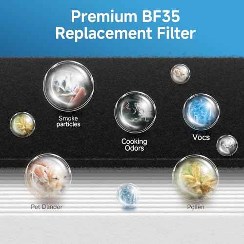 BF35 H13 Grade True HEPA Replacement Filter Compatible with BreatheSmart Classic BF35 Air Cleaner Purifier for Longer Usage,2 x HEPA Filters + 2 ¡¿ Carbon Pre-Filters