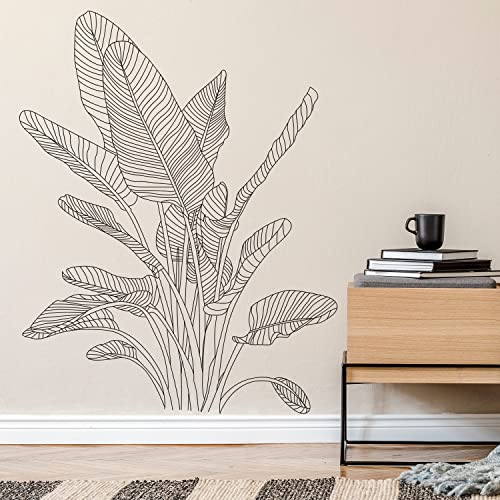 Supzone Simple Tropical Plants Wall Stickers Boho Modern Style Wall Decal Sketch Tropical Palm Leaves Wall Art Sticker for Bedroom Living Room Kitchen Sofa TV Backdrop Wall Decoration