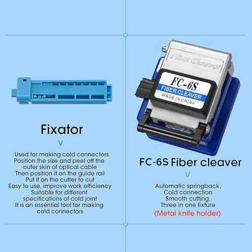 Fiber Optic Termination Tool Kit FTTH Cable Cold Welding Tool Set with 6S Optical Fiber Cleaver and FC-LC Adapter M7 3 in 1 OPM with RJ45