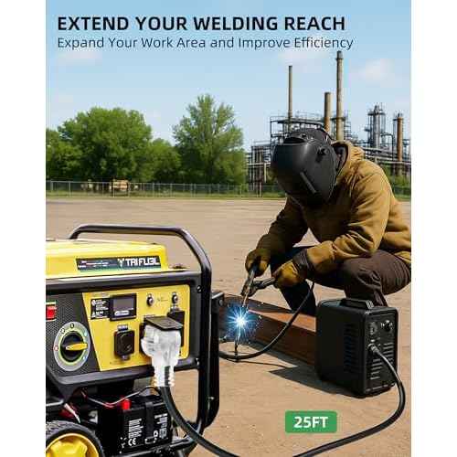 25ft 250V Welder Extension Cord, 10 Gauge Heavy Duty Outdoor Welding Cord with LED Indicator, NEMA 6-50P to 6-50R, 30 Amp 3 Prong Power Extension for Welding Machines, 10 AWG SJTW, Black