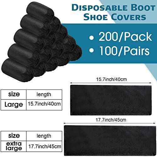 200 Pack Disposable Shoe Covers Black Disposable Boot and Shoe Booties Covers Waterproof Slip Resistant Booties Coverings(Extra Large)