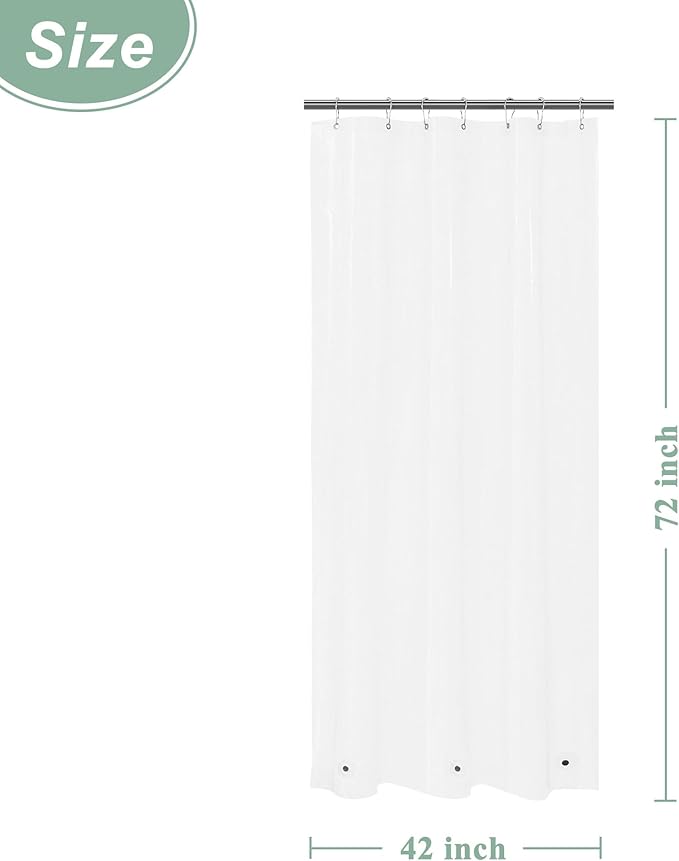 Mrs Awesome Narrow Clear Shower Curtain Liner with 3 Magnets, 42x72 Premium Flexible Sturdy Plastic Shower Curtain for Bathroom Shower Stall Lightweight, Waterproof, Clear
