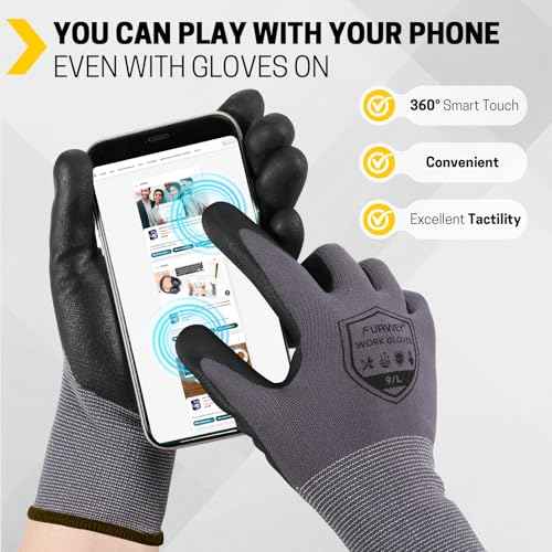 Safety Work Gloves,16 Pairs Micro-Foam Nitrile Coated Glove,Seamless Knit Nylon Gloves,Construction, Gardening(S-XL)