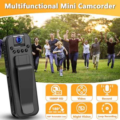Hidden Body Camera HD 1080P Mini Body Came with Night Vision Wearable Camcorder with 180¡Æ Rotatable Lens and Sturdy Clips Small Video Recorder for Security, Indoor, Outdoor
