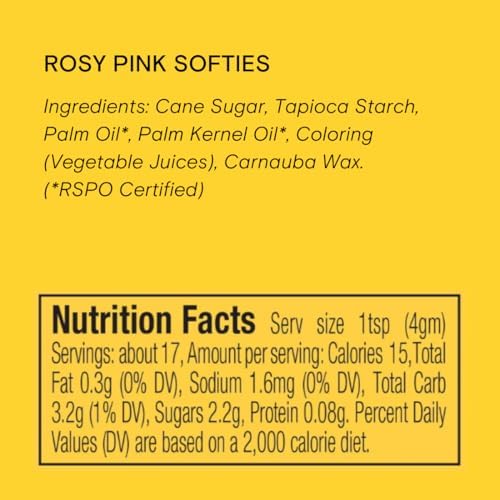 Supernatural Rosy Pink Softies Natural Sprinkles - Dye-Free, Soy-Free, Gluten-Free, Vegan, Made in USA, 3oz - Dye Free Pink Sprinkles