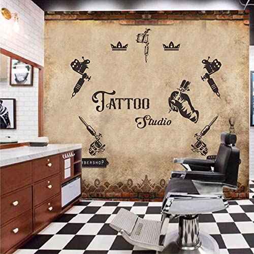 Tattoo Studio Wall Decal - Removable PVC Sticker with Tattoo Tools and Sign - Perfect Wall Art for Tattoo Shop or Parlor Decoration - 39"x31" JWH167 (Black)