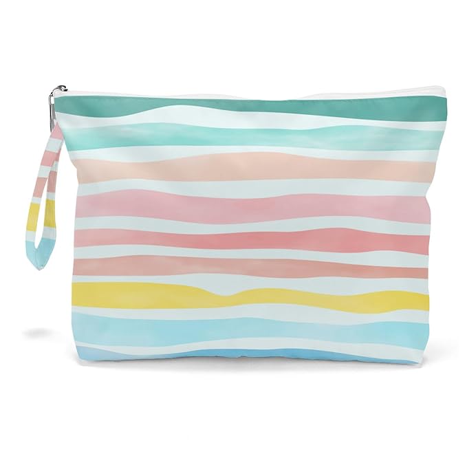 Fokongna Wet Dry Bag, Wet Bag for Swimsuit Travel Beach Bag, Diaper Bag Toiletry Bag Waterproof Large Makeup Bag, Zipper Pouch for Women Girls Sister Friends Wet Bag Starfish Sea Beach rainbow Gifts