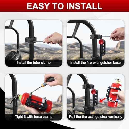 Quick Release Roll Bar Fire Extinguisher Mount Holder Bracket Kits Compatible with for UTV Polaris RZR Pioneer Can Am Maverick X3 Commander Talon ATV Jeep Wrangler with 1''-2'' Roll Cage