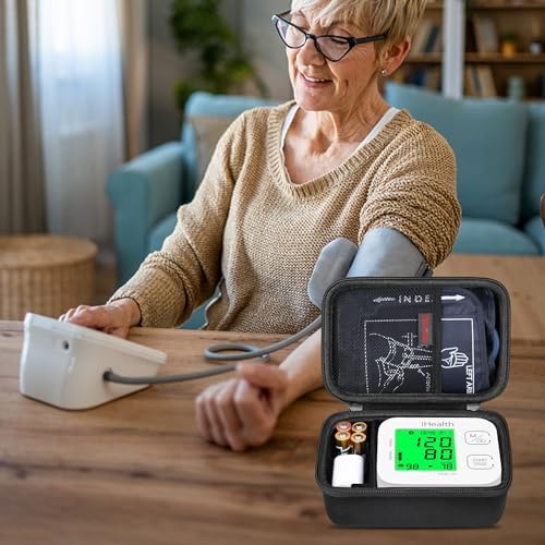 Elonbo Carrying Case for iHealth Track Smart Upper Arm Blood Pressure Monitor, Wireless Bluetooth Blood Pressure Monitor Travel Protective Bag Storage Holder, Mesh Pocket fits Range Cuff, Black
