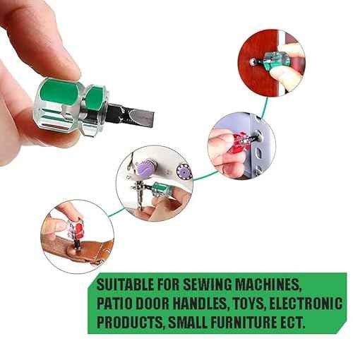 6 Pcs Mini Stubby Screwdriver Set - Ultra Short Flat Head & Phillips Screwdriver for Sewing Machine Repair