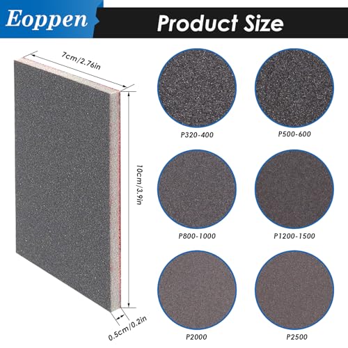 22Pcs 320-2500 Grit Sanding Sponge Set, Ultra Fine Sanding Pads Soft Foam Sanding Block Wet Dry Sandpaper for Wood, Metal, Wall Polish