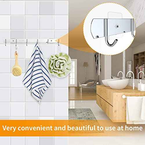 8-Set Adhesive Screws Wall Mount Hanging Nails No-Trace No Drilling Stick-on Sticky Screw with 3 Different Size Screw for Bathroom Kitchen Storage Room Tile Wall Shower Room