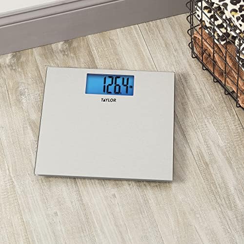 Taylor Digital Scales for Body Weight, Highly Accurate 400 LB Capacity, Unique Blue LCD, Auto on and Off Scale, 11.8 x 11.8Inches, Stainless Steel