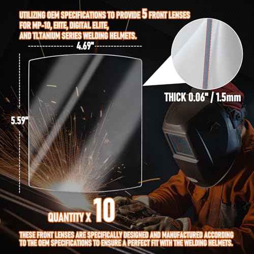 216326 Front Cover Lens - Welding Helmet Lens Replacement - Ultra-Clear Scratch Resistant Welding Lens for Miller MP-10 and Digital Elite Helmets