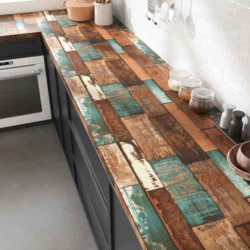 VEELIKE Aged Weathered Shiplap Peel and Stick Wallpaper Blue Wood Contact Paper for Cabinets Countertops Walls Waterproof Self Adhesive Rustic Wood Wallpaper for Farmhouse Kitchen Bedroom 17.7''x118''