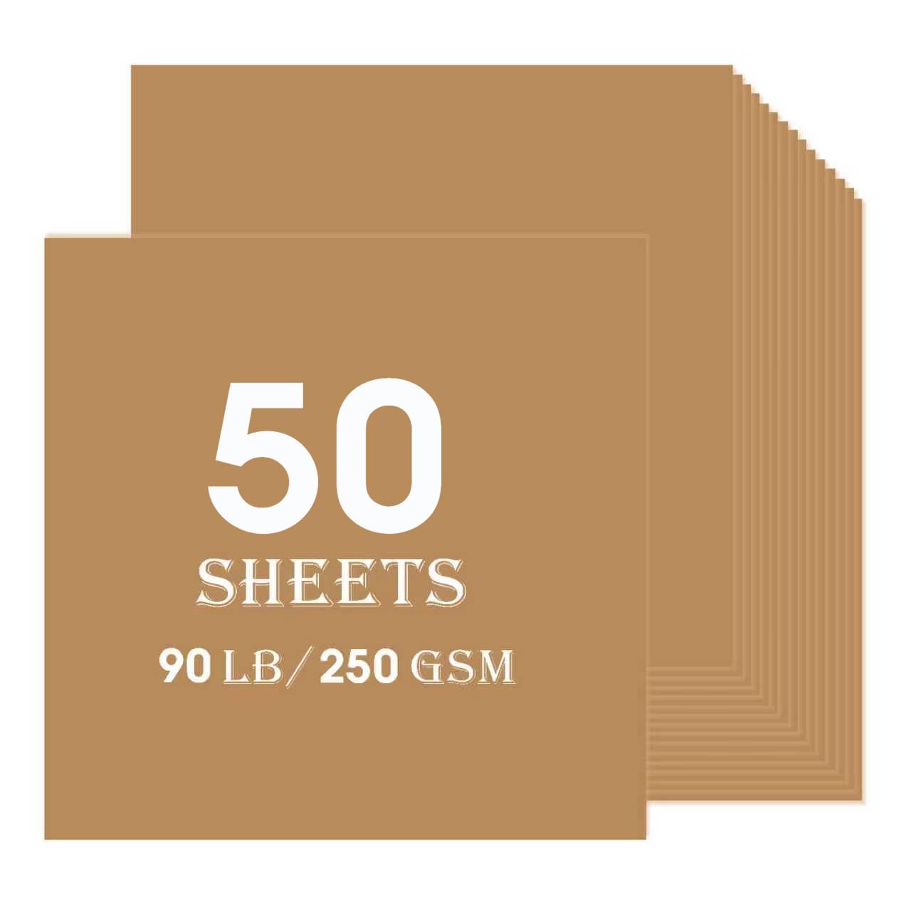 Brown Cardstock 50 sheets, 12” x 12” Cardstock Paper Bulk Construction Paper,250GSM Card Stock Printer Scrapbooking Supplies for Diy Crafts Cricut Card Making
