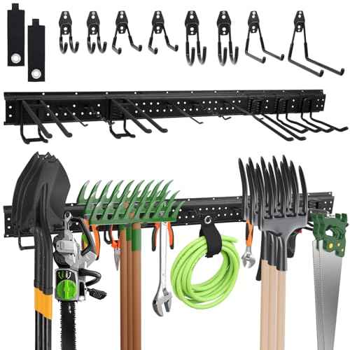 48" Garage Tool Organizer Wall Mount, 23 Pcs Organizer Tools Adjustable Heavy Duty Storage Rack Garden Tool Organizer for Garage Bike Yard Shed Garden Wall