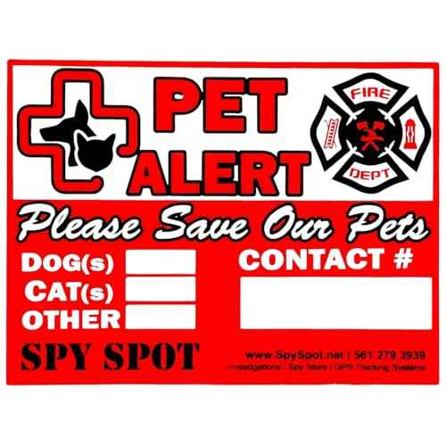 SpySpot 6 Pack Pet Alert Sticker, 4"x3" Emergency Rescue Alert Sign for Home, Window, Car, Door Fire Pet Safety Decal for Firefighters & EMTs, Weatherproof, UV Resistant, Peel & Stick