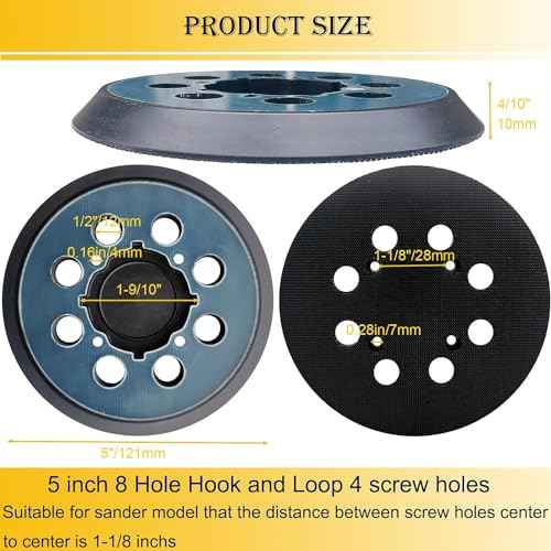 5" 8 Hole Hook and Loop Replacement Sander Pad for Dewalt Random Orbital Sander, Sanding Backing Pad for DeWalt DWE6421 6421K DWE6423 6423K DCW210B Sander 4 Screw Holes Sanding Part DWE64233 & N329079