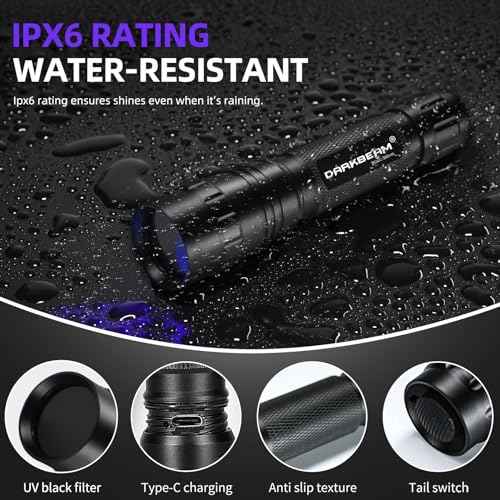 DARKBEAM UV Flashlight 365 nm Light Blacklight, Mini Powerful Wood¡¯s Lamp USB-C Rechargeable, LED 10W Ultraviolet Flashlights Pocket Pet Urine Detector for Mineral, Uranium Glass, Resin Curing