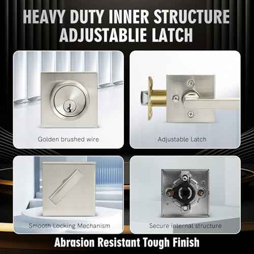 Front Door Handle Set with Deadbolt, Door Levers and Single Cylinder Deadbolt Set, Keyed Alike Heavy Duty Keyed Privacy Handles Locksets,(Satin Nickel,2Pack)