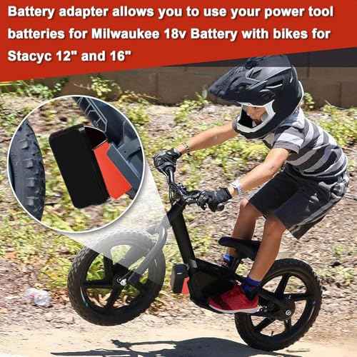 Battery Adapter for Stacyc 12" and 16" Fit for Mil.Waukee 18v Batteries, Double The Battery Life, Easy Installation