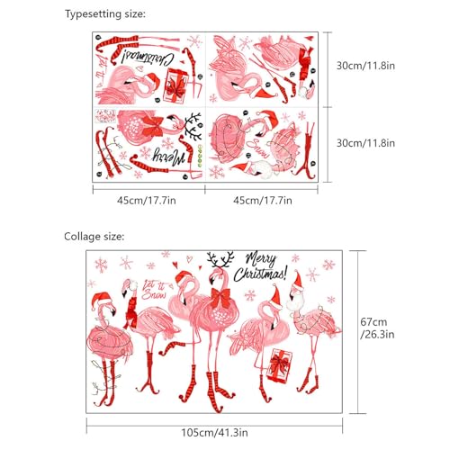 Chrismas Wall Stickers Flamingo Wall Decals for Girls Kids Bedroom Nursery Living Room TV Wall Decor