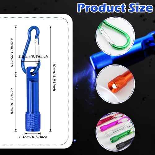 60 Pack Mini Keychain Flashlights Bulk, Ultra-Bright LED Metal Carabiner Clip Lights,Compact Emergency Lights for Camping, Hiking, Cycling, Survival Kits(60)