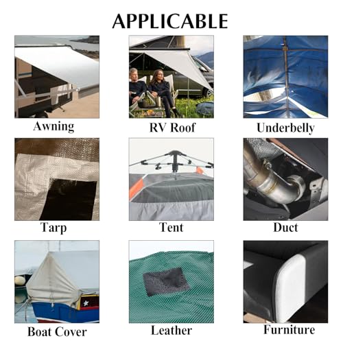 Duct Tape Heavy Duty Single Sided Strong Adhesive High Strength Waterproof Tape for Indoor and Outdoor Repairing Sealing Bonding Easy Use for RV Roof Underbelly Tarp Tent Cover Repair Black 25FT x 3"