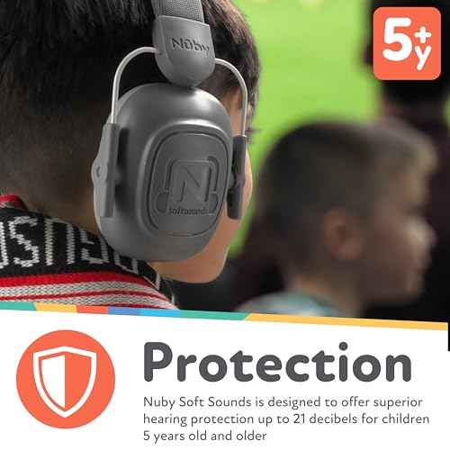 Nuby Soft Sounds Noise-Canceling Earmuffs with Travel Case - Hearing Protection for Kids and Teens - Adjustable Headband - Super Soft Padding - White