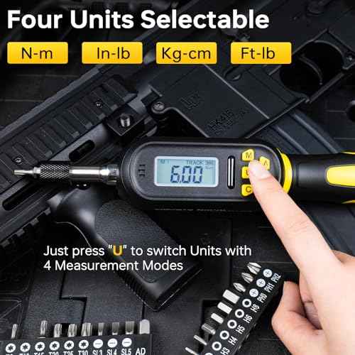 32PCS Digital Torque Screwdriver, 2.66-53.1 in-lbs/0.3-6 Nm, Inch Pound Torque Screwdriver Electrician with Buzzer & LED Indicator, Adjustable Screwdriver Torque Wrench Set with Bits & Sockets