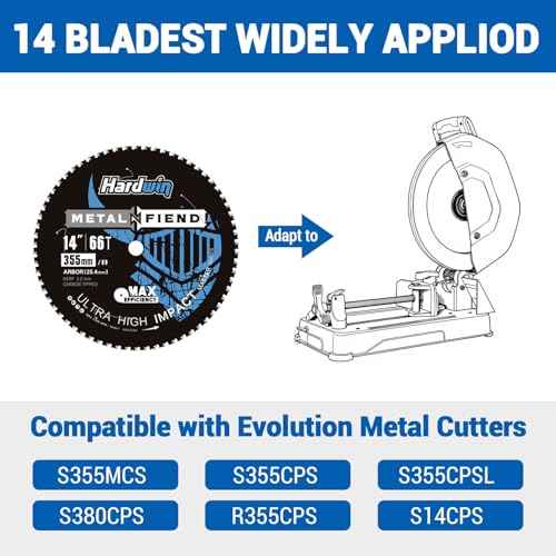 14-Inch Metal Cutting Saw Blade ? No Heat, Low Sparks, 66-Tooth Cermet Carbide Tipped, Fits Evolution S14CPS/S15CPS/S355CPS ? Thin Kerf for Steel, Angle Iron, Threaded Rod, 1-Inch Arbor