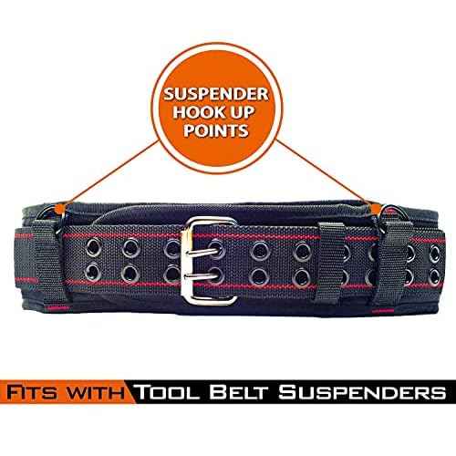AISENIN 3 inch Padded Tool Belt Work Tool Belt for Heavy Duty Work (Red)