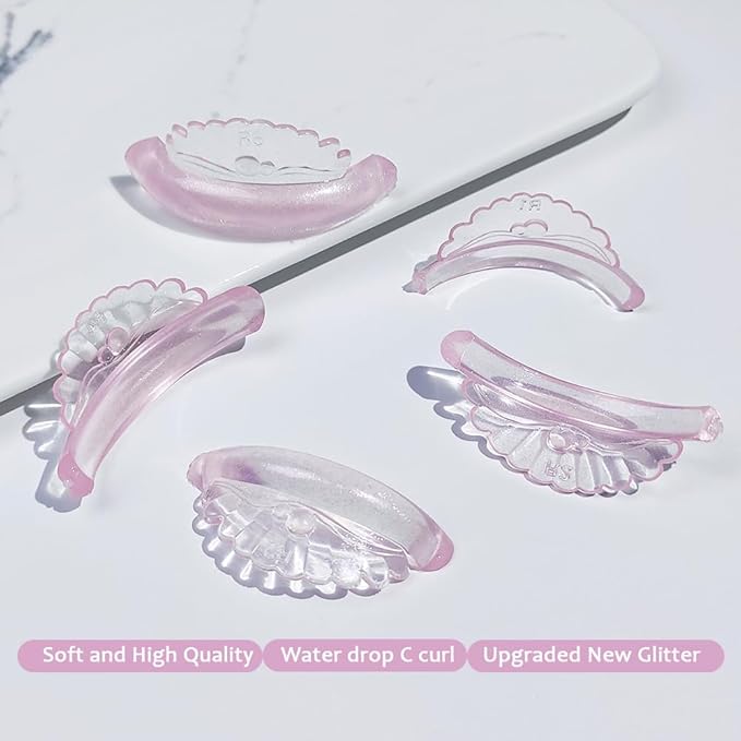 Libeauty Lash Lift Pads 10 Pcs/5 Sizes New Shell Shape Lash Lift Rods Reusable Silicon Lash Lift Shields DIY Use at Home or Salon Eyelash Lift Tools