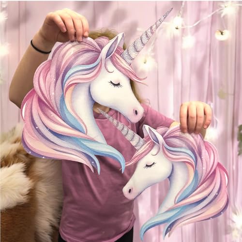 (48 Pack) Unicorn Wall Decal | (2) Unicorn Wall Stickers Large | Birthday Party Favors Wall Art Poster Decal Decorations