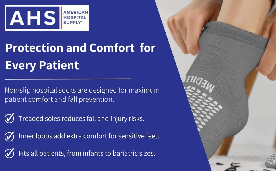 Non-Slip Grip Socks – 6 Pairs | Hospital Socks for Men & Women | Anti-Skid for Adults