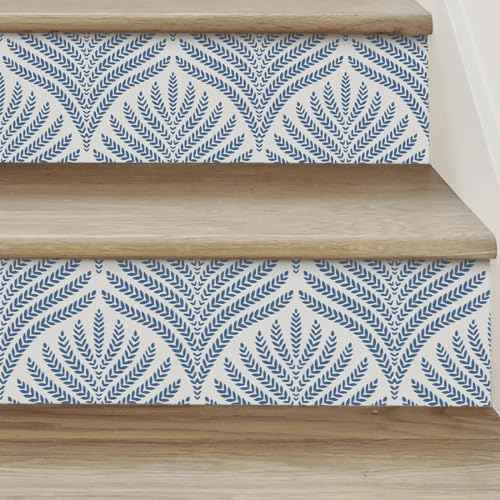 Cohoo Home Blue and White Peel and Stick Wallpaper Modern Navy Blue Contact Paper for Cabinets Drawers Boho Self-Adhesive Wallpaper Geometric Contact Paper Bathroom Bedroom Waterproof 17.3inW 78.7inL