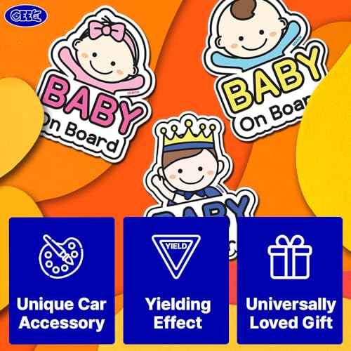 GEEKBEAR Baby on Board Car Sticker - Character Design, Reflective, Weather-Resistant (04. Cute Alien Girl)