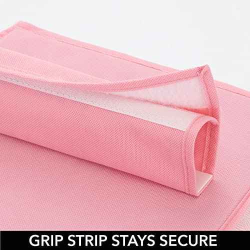 mDesign Fabric Hanging Organizer - Over Closet Rod Storage with 7 Shelves and 3 Removable Drawers for Baby Nursery or Bedroom Organization - Holds Clothes, Linens, Toys, Accessories - Pink Herringbone