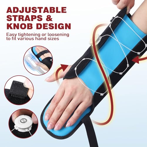 Resting Hand Splint with Adjustable Knob, Night Immobilizer with Removable Splints for Pain Relief, KTQUICK Hand&Wrist Brace for Carpal Tunnel, Stroke Recovery, Arthritis, Tendinitis-Left Hand X-Large