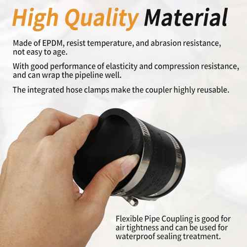 Flexible PVC Pipe Coupling with Rubber Hose Clamps for Flex Coupling1-1/2 Inch Nominal Pipe Drain Repair, Dust Hose,Plumbing Connection,Cast Iron,Plastic Pipe Upgrade, PVC Condensate Pipe Coupling