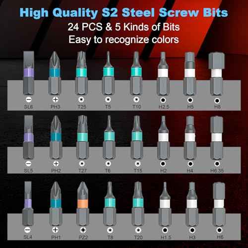 24 In 1 Magnetic Screwdriver Set, DIY Ratchet Mini Screwdriver Set, Removable Self Assembly Precision Screwdriver Kit, Portable Precision Repair Tool Kit for PC Furniture Bicycle