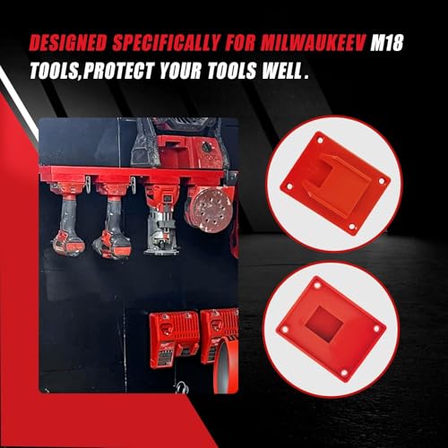 20Pcs Wall Mount Tool Holders and Battery Holder for Milwaukee M18 18V - Heavy Duty Storage Shelf Organizer with Screws, Fits Drill, Saw, Workshop Garage