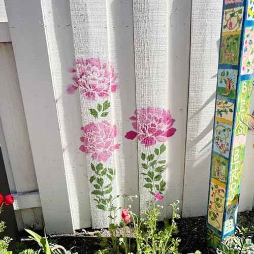 Large Flower Fence Stencils for Painting Outdoors Garden Extra Fence Peony Lace Floral Stencil Templates on Wood Furniture Wall Mural (fence10)