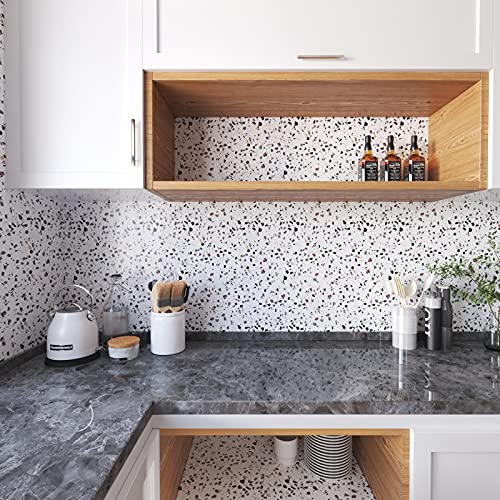 Decotalk Terrazzo Contact Paper for Countertops Waterproof Terrazzo Peel and Stick Wallpaper Countertop Contact Paper Removable Vinyl Wallpaper for Kitchen Decorative Matte Granite Vinyl Wrap 12"x120"
