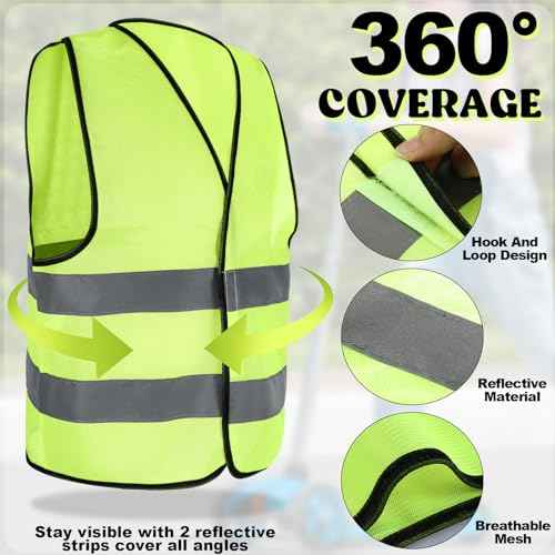Zhanmai Kids Safety Vest Bulk High Visibility Reflective Construction Vest with Strips Neon for Traffic Child Outdoor
