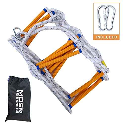 Rope Ladder,16 Feet Emergency Fire Escape Ladders Flame Resistant Safety Rope Ladder with Hooks,Fast to Deploy Sturdy and Strong Portable and Reusable 2 Story,Weight Capacity up to 2000 Pounds