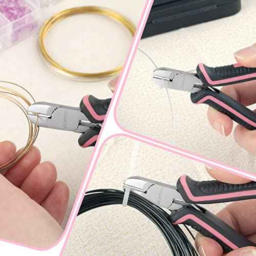 Mini Diagonal Cutting Pliers 4 Inches Floral Wire Cutters for Artificial Flowers Side Cutters Pliers for Jewelry Making Diagonal Wire Cutters for Wire, Zip Ties, Crafting,Pink Tool for Women