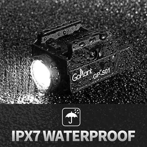 1350 Lumens Compact Weapon Light Flashlight, Only LED Light Without Laser Aircraft Grade Aluminum Subcompact Pistol Light, Adjustable Rail-Mounted Handgun Light, Type-C Rechargeable (GP-S01)